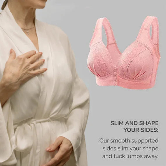 📢📢50% OFF !! ⏰Front Button Breathable Skin-Friendly Cotton Bra