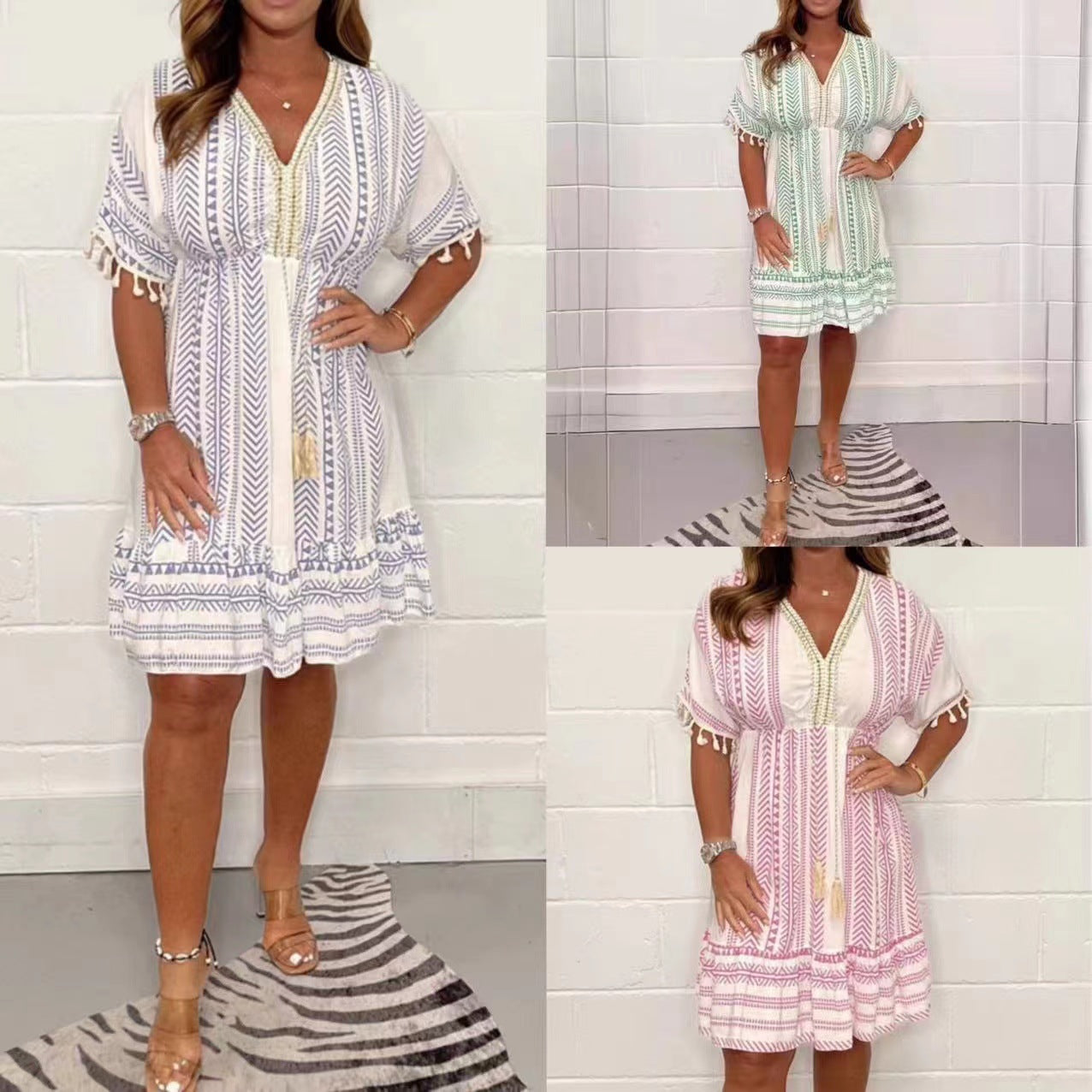 🔥Hot Sale 60 %OFF🔥Ethnic Style Casual printed V-neck dress