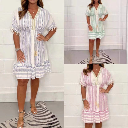 🔥Hot Sale 60 %OFF🔥Ethnic Style Casual printed V-neck dress