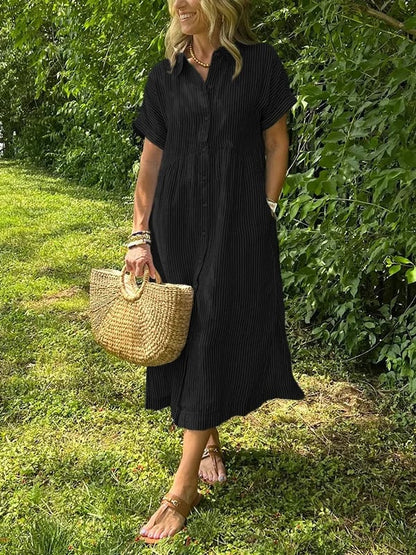 🔥HOT SALE70% OFF🔥Striped Shirt Dress with Pockets—Effortless Style and Functionality