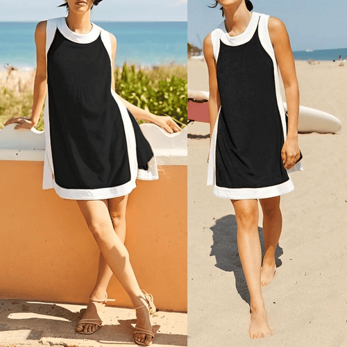 ⏰Hot Sale 60% OFF🔥Women's Casual Color Block Sleeveless Tops Matching Shorts with Pockets
