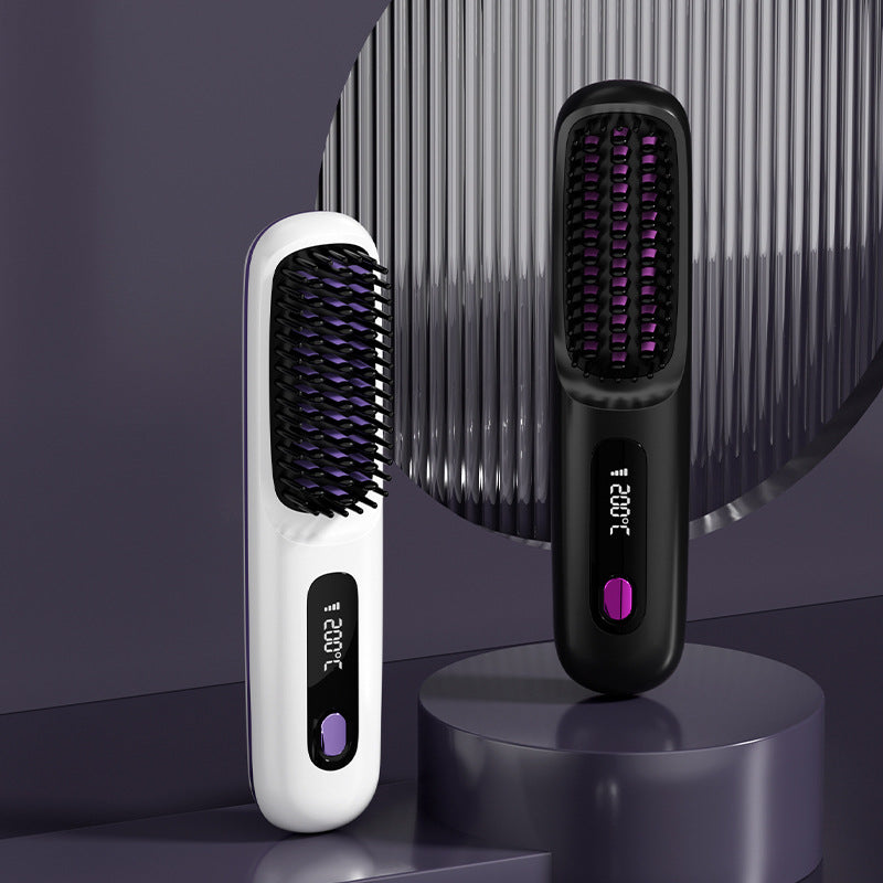 🔥NEW YEAR SALE £13.99!!⚡50K+ SOLD!💁‍♀️Wireless Ceramic Heating Hair Straightening Hairbrush