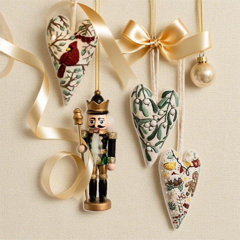 Heart-Shaped Hand Embroidered Christmas Kit