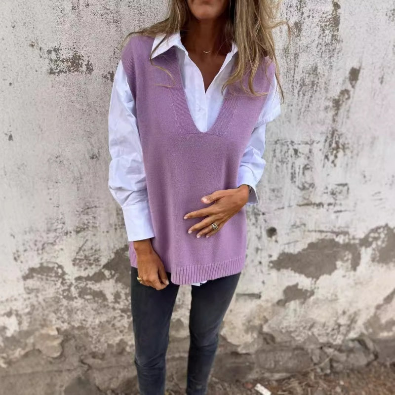 🌸💥 Limited Time Discount 60% OFF💐 Women's Casual V-Neck Knit Sweater Vest