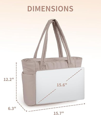 💕Hot Sale 50% OFF🎁Wandering Nature Puffer Tote Bag with Cup Holder & Laptop Compartment & Trolley Sleeve for Travel, Work, Nurse, Women