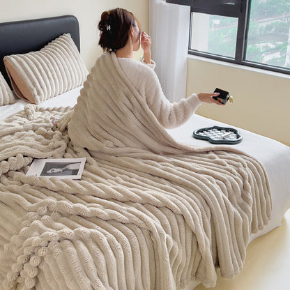 ⏳LAST DAY SPECIAL PRICE: ￡11.99!!🎁Super Soft Fur Ribbed Fleece Throw Blanket⛄🔥