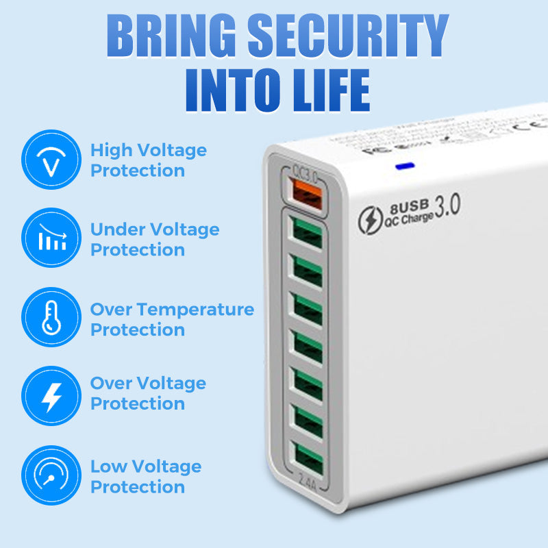 8-Port USB Fast Charging Mobile Phone Charger