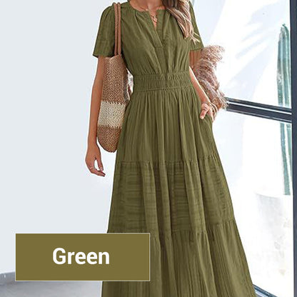 💕HOT SALE 55% OFF💕Women's Boho Chic Smocked Waist Maxi Dress